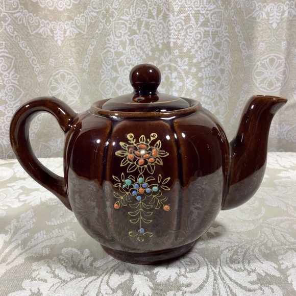 Vintage 1940’s Ceramic Brown Moriage Gold Gilt Teapot - Japan - Picture 4 of 8